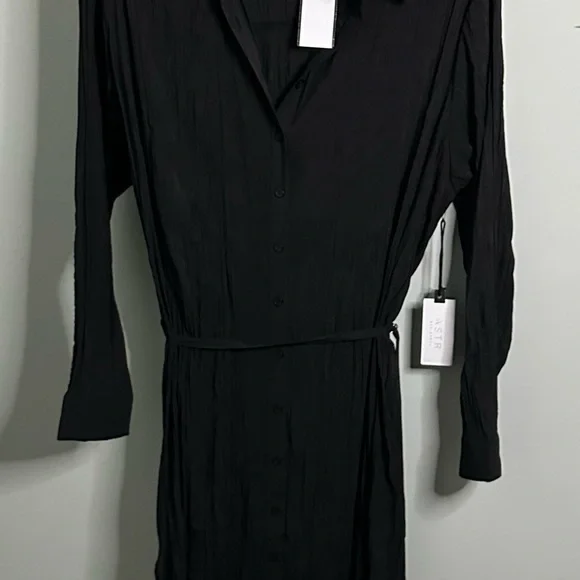 ASTR the Label Belted Long Sleeve Midi Shirtdress-Black size Small-NWT - Picture 8 of 12